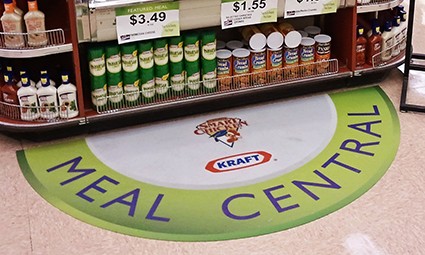 Meal Central printed floor mat at a grocery store