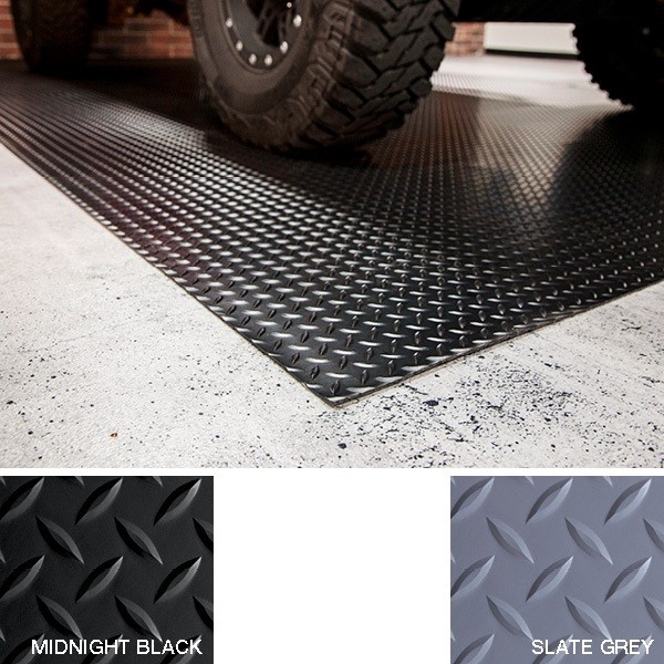 Extra Large Garage Floor Rubber Mat, Waterproof Black Diamond Plate Rubber  Flooring Roll Protector Mat for Warehouse Basement Trailer, 1/8 Thick, 2ft